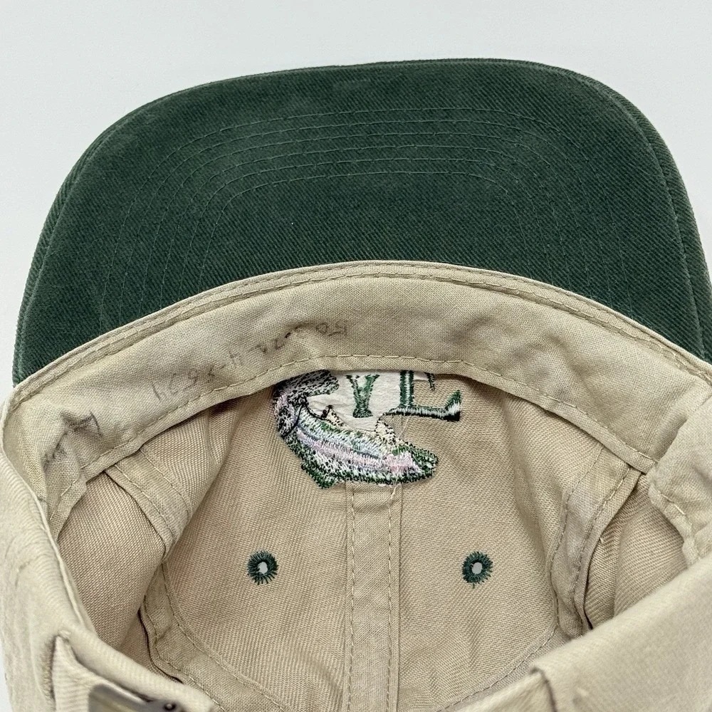 Vintage Sportsman Embroidered Trout Dad Hat Cap Strap Back‎ 100% Cotton Khaki